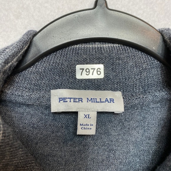 Peter Millar Sweater Mens XL Dark Gray Merino Wool Lyocell Pullover Quarter Zip - Picture 7 of 9